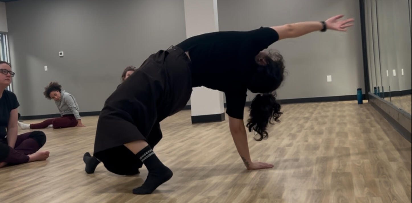 Me teaching my floorwork class dance class